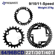 Laden Sie das Bild in den Galerie-Viewer, PROWHEEL MTB Chainring 64/96/104 BCD Triple Plate 8 9 10 11 Speed 22/32/42T Sprocket 22/32/44T Chainwheel 22/30/40T Crwons
