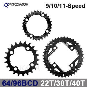 PROWHEEL MTB Chainring 64/96/104 BCD Triple Plate 8 9 10 11 Speed 22/32/42T Sprocket 22/32/44T Chainwheel 22/30/40T Crwons