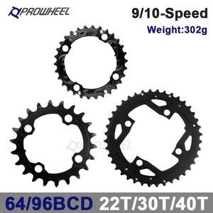 PROWHEEL MTB Chainring 64/96/104 BCD Triple Plate 8 9 10 11 Speed 22/32/42T Sprocket 22/32/44T Chainwheel 22/30/40T Crwons