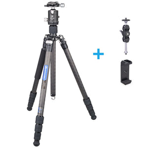 Tripod Monopod for Camera DSLR Cell Phone Flexible Carbon Fiber Professional Tripod Monopod Stand with Panoramic Ball Head AS60C