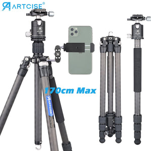 Tripod Monopod for Camera DSLR Cell Phone Flexible Carbon Fiber Professional Tripod Monopod Stand with Panoramic Ball Head AS60C