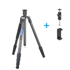 Tripod Monopod for Camera DSLR Cell Phone Flexible Carbon Fiber Professional Tripod Monopod Stand with Panoramic Ball Head AS60C